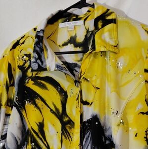 Yellow and Black Button-Up Shirt
